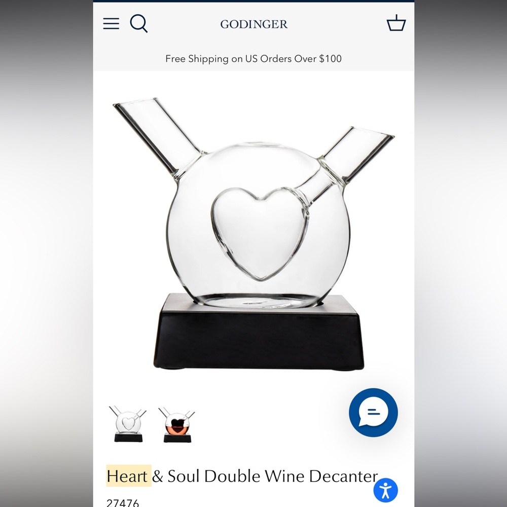 Godinger Heart & Soul Double Wine Decanter